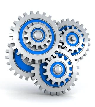Four abstract gears (on white background, done in 3d) Stock Illustration