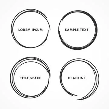 Four abstract hand drawn circle frames Stock Illustration
