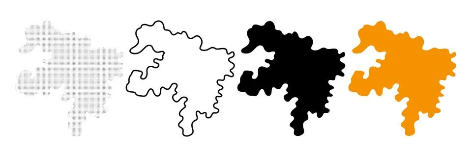 Four abstract puzzle pieces in different colors and styles Stock Illustration