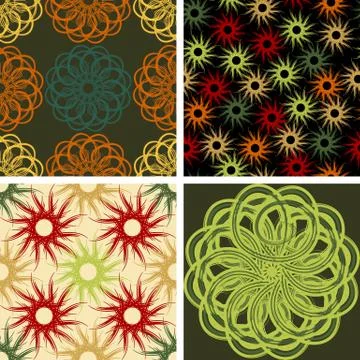 Four abstract seamless vector pattern Stock Illustration