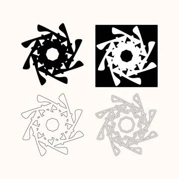 Four abstract vector designs featuring a modern and intricate star shape wi.. Stock Illustration