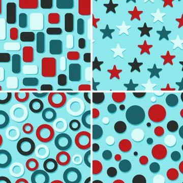 Four abstract vector seamless patterns Stock Illustration