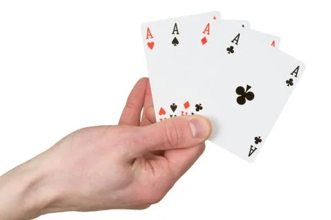 Four ace on the hand Stock Photos