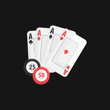 Four Aces And Casino Chip Game Of Poker Stock Illustration