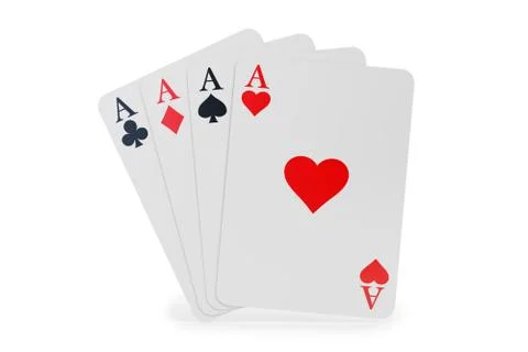 Four aces closeup, 3D rendering Stock Illustration