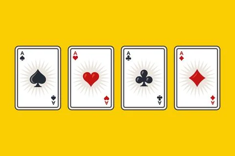Four aces from a deck of cards. Illustrazione stock