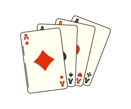 Four aces in deck of cards retro groovy elements Stock Illustration