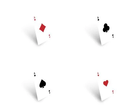 Four aces of different suits isolated on white background. Stock Illustration