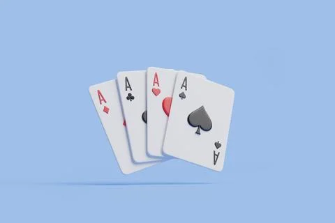 Four Aces from Different Suits Light Blue Background Stock Illustration