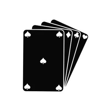 Four aces in five playing card with black design. Winning poker hand. Stock Illustration
