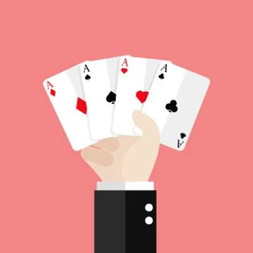 Four aces playing cards in hand Stock Illustration
