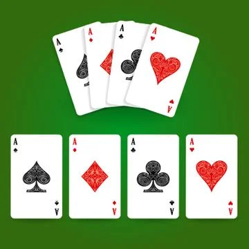 Four aces playing cards Stock Illustration
