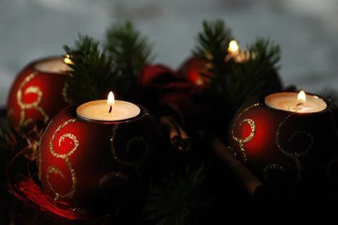 Four advent candles Stock Photos