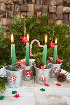 Four advent candles Stock Photos