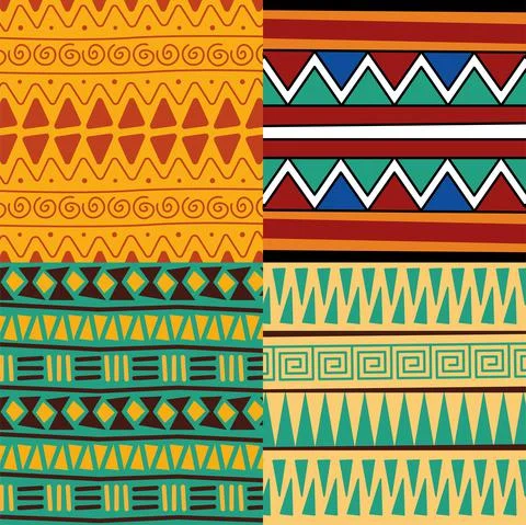 Four african culture patterns Illustrazione stock
