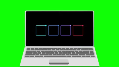 Four Animated Numbered Infographic Boxes on Laptop Screen 4K Stock Footage 336826348