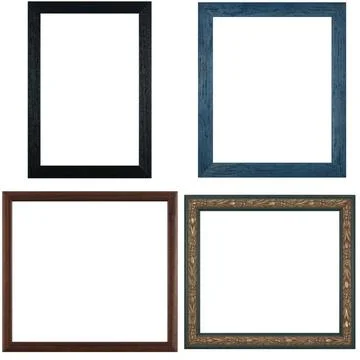 Four antique picture frames Four antique picture frames isolated on white ... Stock Photos