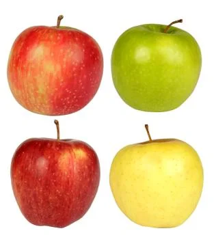 Four apples on a white background Stock Photos