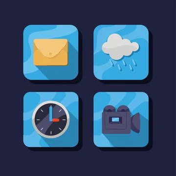 Four applications menu buttons Stock Illustration