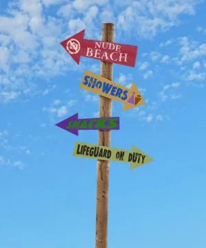 Four arrows beach directional post Foto stock