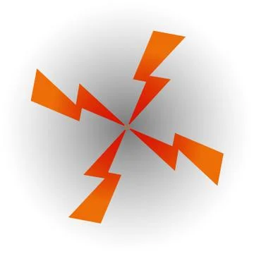 Four arrows in the form of lightning converge towards the center Stock Illustration