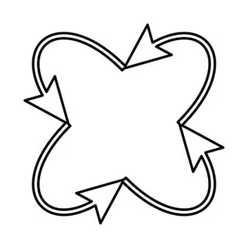 Four arrows in loop in and from center black icon . Illustrazione stock