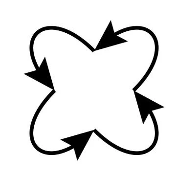 Four arrows in loop in and from center icon . Stock Illustration