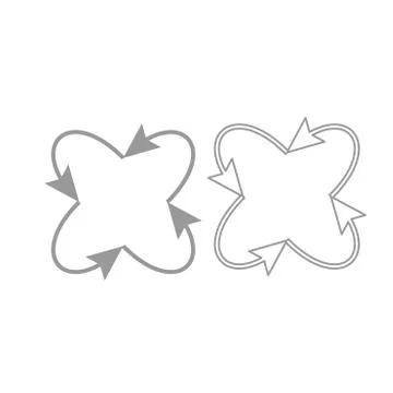 Four arrows in loop in and from center icon set Stock Illustration