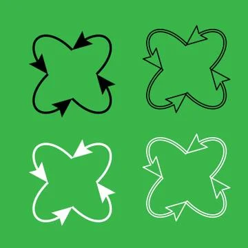 Four arrows in loop in and from center icon  Black and white color set Illustrazione stock