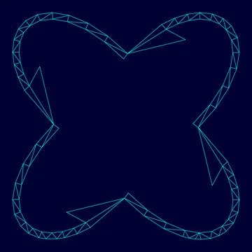 Four arrows in loop in and from center in low poly triangulation triangulat.. Stock Illustration
