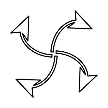 Four arrows in loop from  center black icon . Stockillustratie
