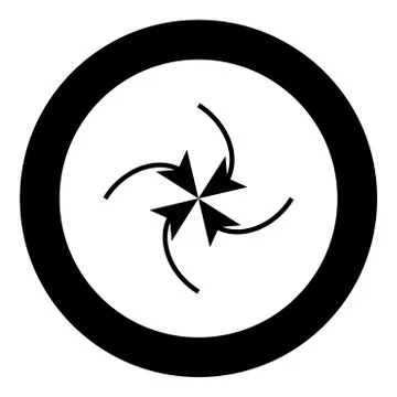 Four arrows in loop in  center black icon in circle Stock Illustration