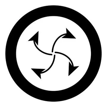 Four arrows in loop from  center black icon in circle 스톡 일러스트