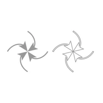 Four arrows in loop in  center icon. Grey set . Stock Illustration