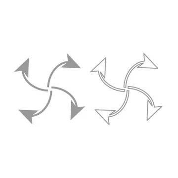 Four arrows in loop from  center icon. Grey set . Stock Illustration