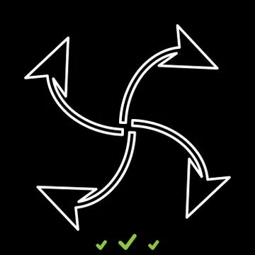 Four arrows in loop from  center it is white icon . Stock Illustration