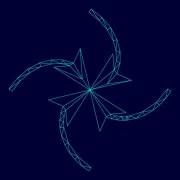 Four arrows in loop in center in low poly triangulation triangulated polygo.. Stock Illustration