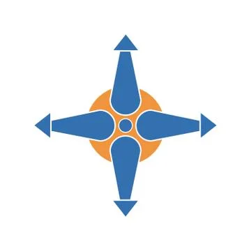 Four arrows pointing to different directions from the center icon Stock Illustration