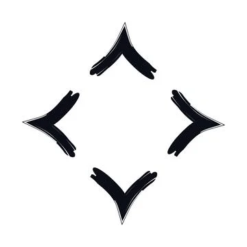 Four arrows pointing outward bold thick stroke graphic element Illustrazione stock