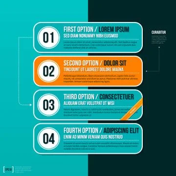 Four banners / options on turquoise background. EPS10 Stock Illustration