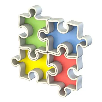 Four basic color jigsaw puzzle 3D Four basic color jigsaw puzzle 3D render... Stock Photos