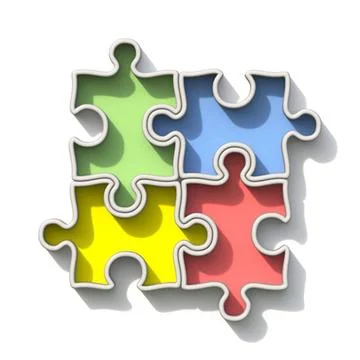 Four basic color jigsaw puzzle 3D Four basic color jigsaw puzzle 3D render... Stock Photos