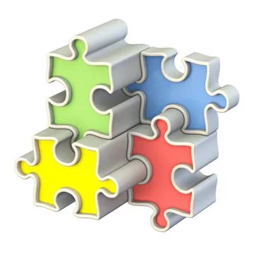  Four basic color jigsaw puzzle 3D Four basic color jigsaw puzzle 3D rende... Stock Photos