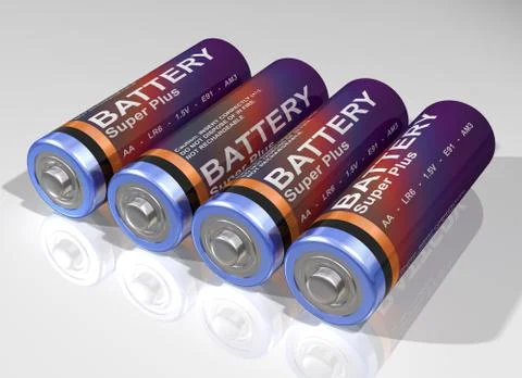 Four batteries Stock Illustration