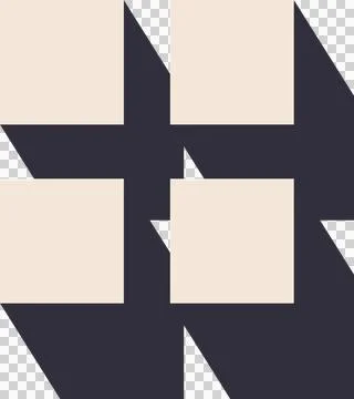 Four beige blocks are casting gray diagonal shadows in flat vector design on Stock Illustration