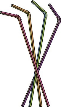 Four Bent Drinking Straws for Refreshing Beverages Stock Illustration