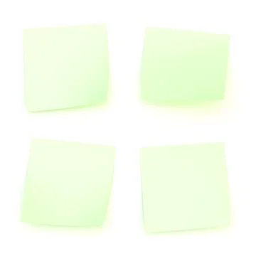 Four bent sticker paper notes Foto stock