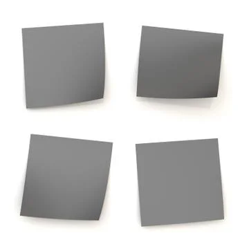 Four bent sticker paper notes Foto stock