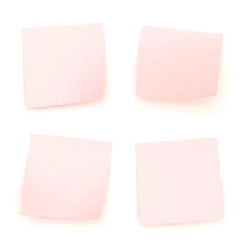 Four bent sticker paper notes Stock Photos