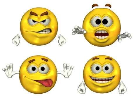 Four Big 3D Emoticons Stock Illustration